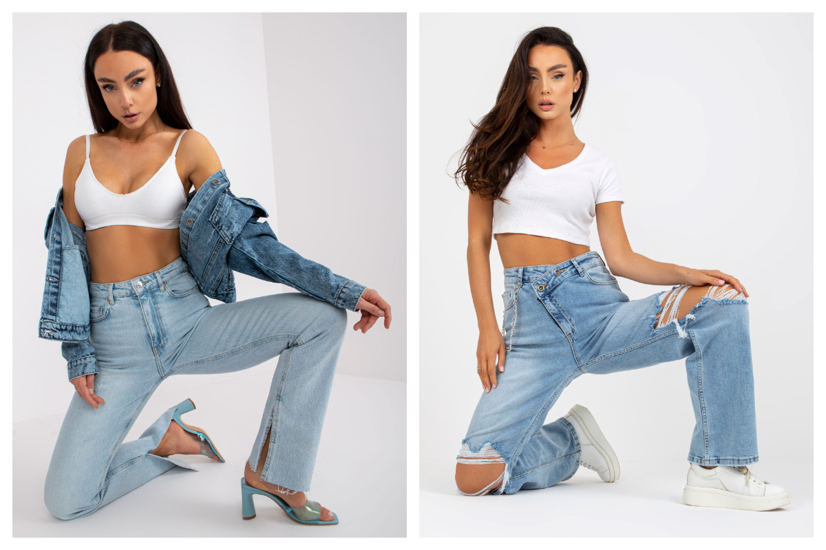 Spodnie jeans damskie z wysokim stanem w hurtowni online