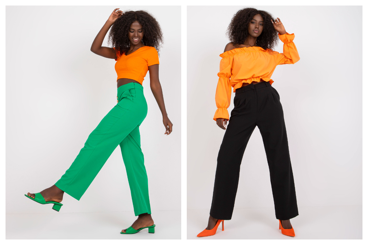 kolorowe szerokie eleganckie spodnie damskie z hurtowni internetowej