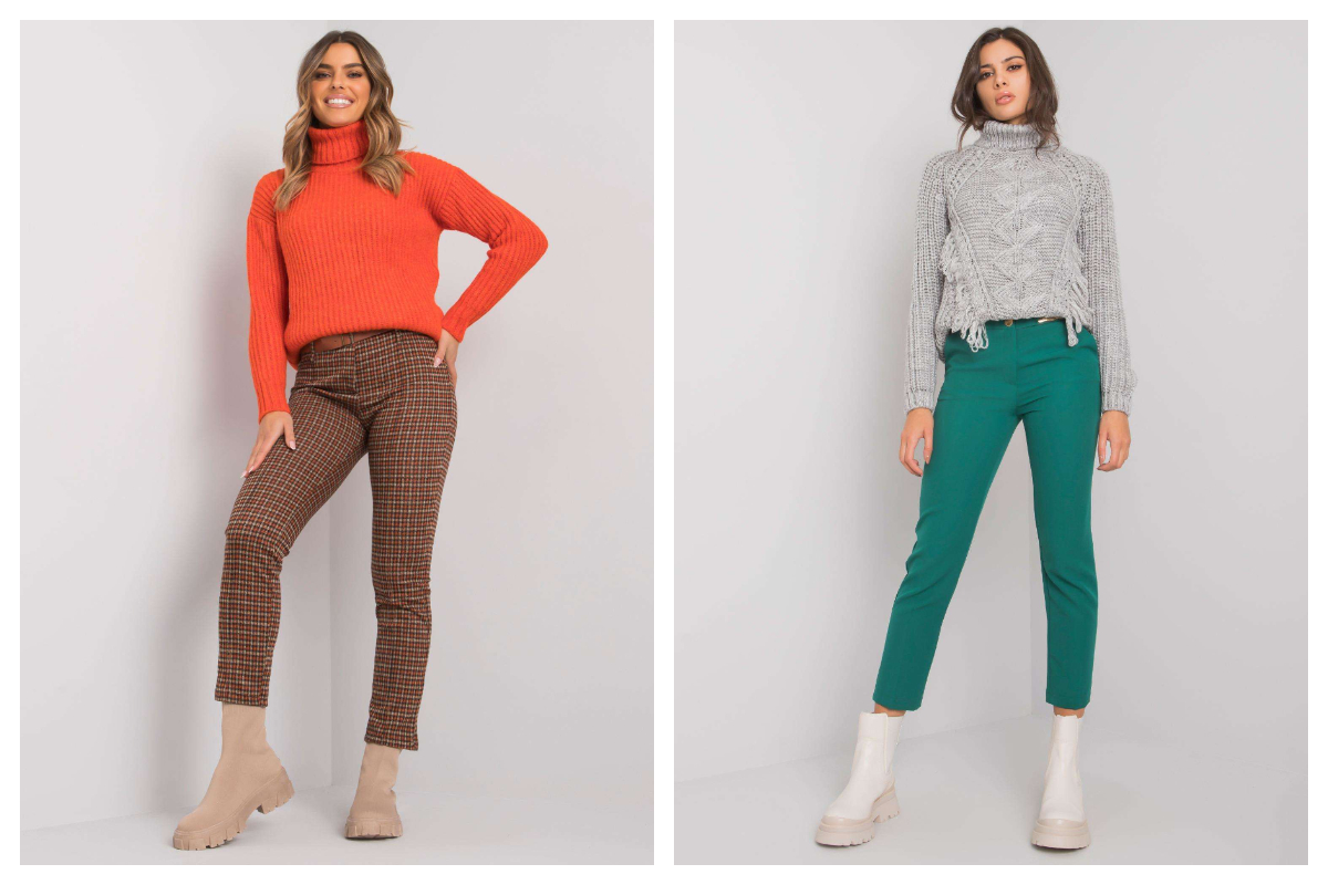 spodnie materiałowe jednokolorowe i we wzory w hurtowni online